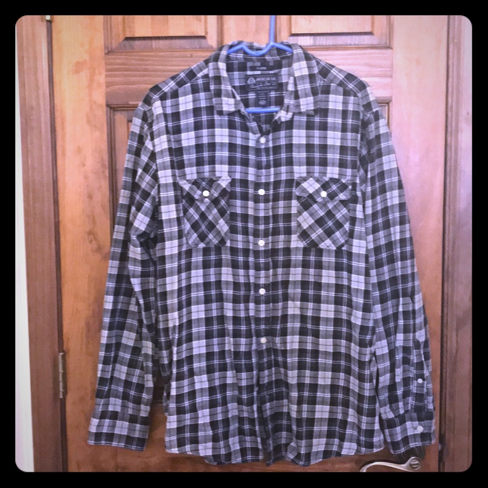 Rugged American Rag Plaid button down shirt.
